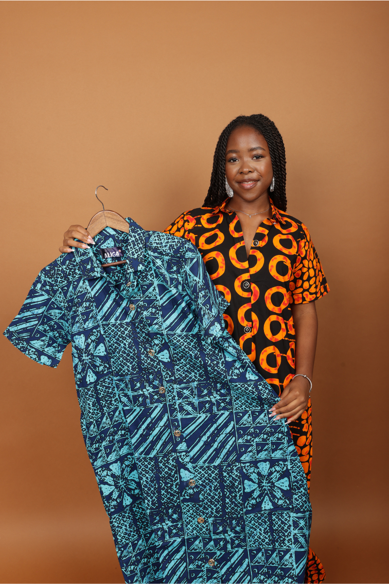 blue ankara dress African Mini Dress, Blue Ankara Print Dress, Ankara Print Dress, Birthday Dress, Fringe ,Plus Size Dress, Wedding Guest, Long Sleeves- NEEMA
