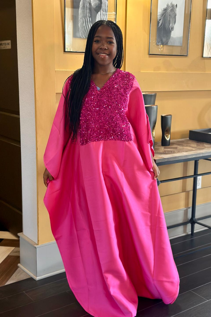 Pink Glitter Ankara Dress