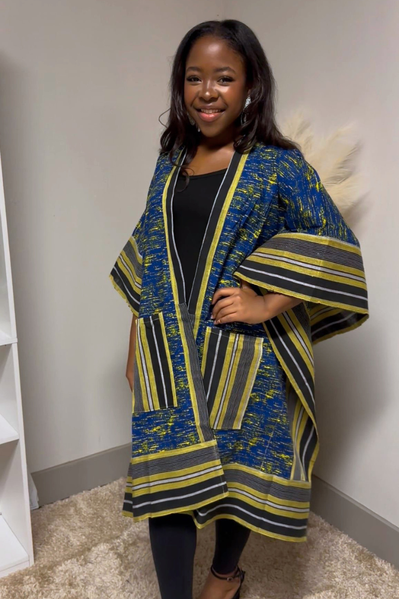 Short Blue Kimono Jacket